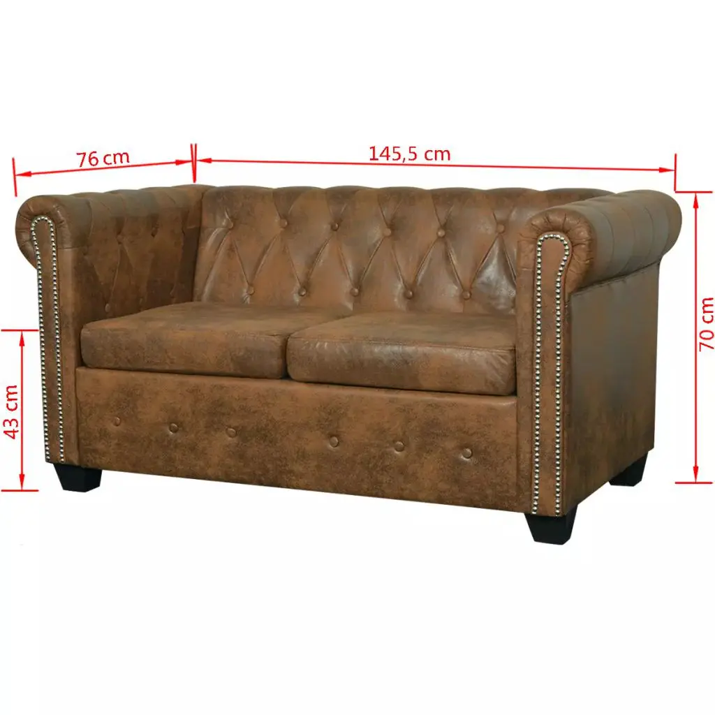 vidaXL Chesterfield 2-Seater and 3-Seater Sofa Set Brown