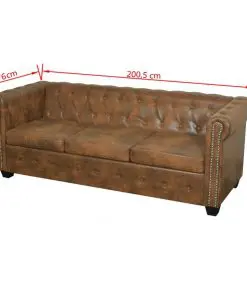vidaXL Chesterfield 2-Seater and 3-Seater Sofa Set Brown