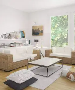 vidaXL 2-Seater and 3-Seater Sofa Set Real Rattan