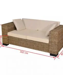 vidaXL 2-Seater and 3-Seater Sofa Set Real Rattan