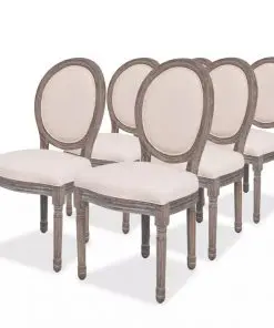 vidaXL Dining Chairs 6 pcs Cream Fabric