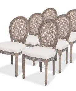 vidaXL Dining Chairs 6 pcs Cream Fabric