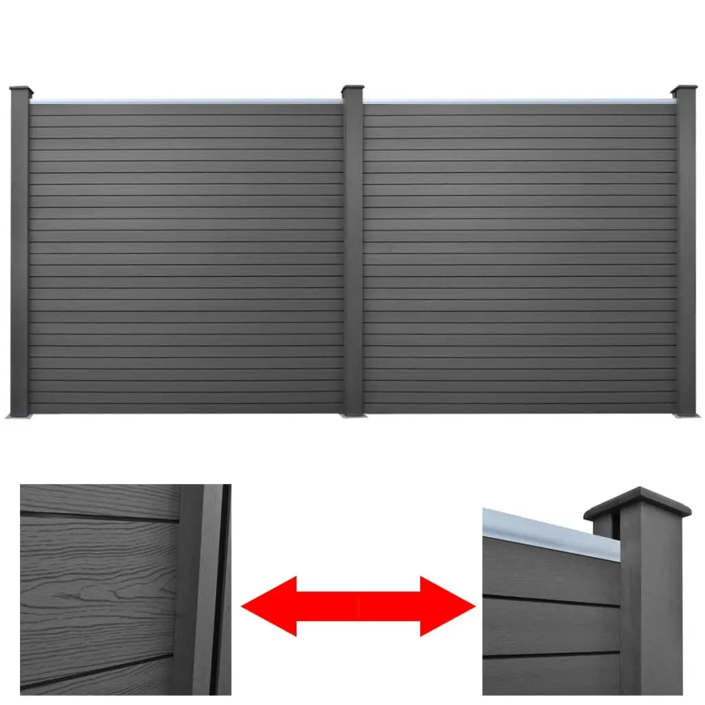 vidaXL Garden Fence Panels 2 pcs WPC 361 cm Grey