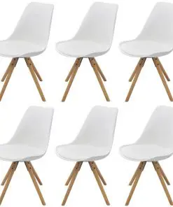 vidaXL Dining Chairs 6 pcs White Faux Leather