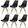 vidaXL Dining Chairs 6 pcs Black Faux Leather