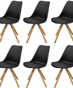 vidaXL Dining Chairs 6 pcs Black Faux Leather
