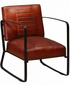 vidaXL Lounge Chair Brown Genuine Leather