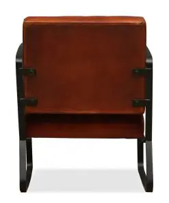 vidaXL Lounge Chair Brown Genuine Leather