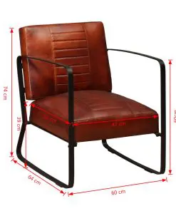 vidaXL Lounge Chair Brown Genuine Leather