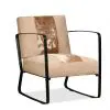 vidaXL Lounge Chair Cream Genuine Goatskin and Canvas vidaXL Lounge Chair Cream Genuine Goatskin and Canvas