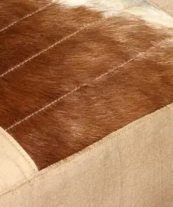 vidaXL Lounge Chair Cream Genuine Goatskin and Canvas