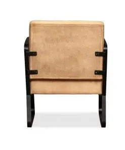 vidaXL Lounge Chair Cream Genuine Goatskin and Canvas