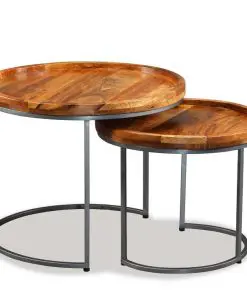 vidaXL Side Table Set 2 Pieces Solid Mango Wood