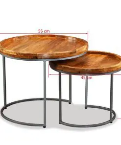 vidaXL Side Table Set 2 Pieces Solid Mango Wood