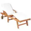 vidaXL Sun Lounger with Cushion Solid Teak Wood