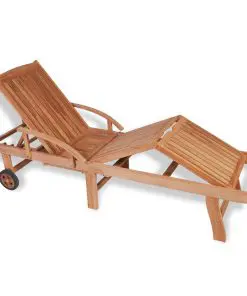 vidaXL Sun Lounger with Cushion Solid Teak Wood