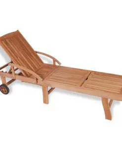 vidaXL Sun Lounger with Cushion Solid Teak Wood