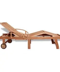 vidaXL Sun Lounger with Cushion Solid Teak Wood