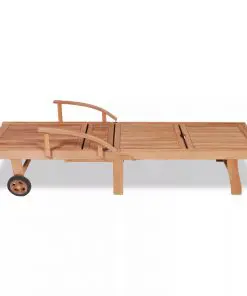 vidaXL Sun Lounger with Cushion Solid Teak Wood