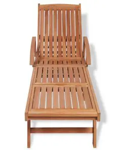 vidaXL Sun Lounger with Cushion Solid Teak Wood