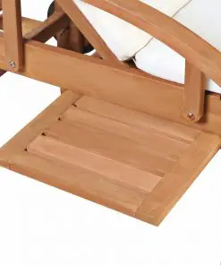 vidaXL Sun Lounger with Cushion Solid Teak Wood