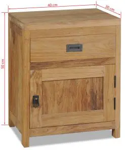 vidaXL Bedside Cabinet Solid Teak 40x30x50 cm