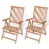 vidaXL Reclining Garden Chairs 2 pcs Solid Teak Wood