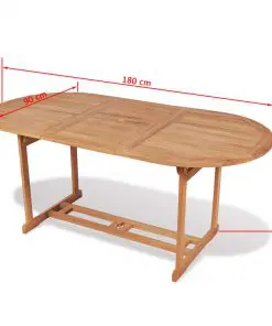 vidaXL Garden Table 180x90x75 cm Solid Teak Wood