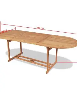 vidaXL Garden Table 240x90x75 cm Solid Teak Wood