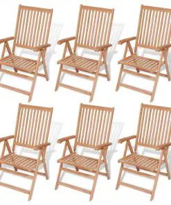 vidaXL 7 Piece Outdoor Dining Set with Folding Chairs Solid Teak Wood