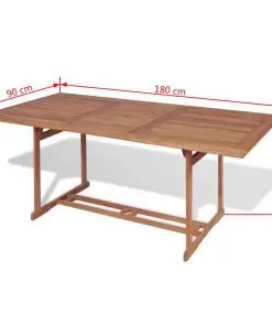 vidaXL Garden Table 180x90x75 cm Solid Teak Wood