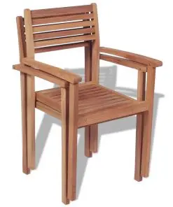 vidaXL Stackable Garden Chairs 2 pcs Solid Teak Wood
