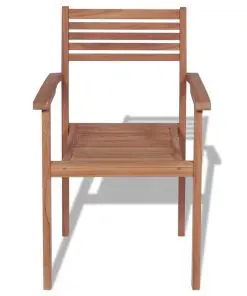 vidaXL Stackable Garden Chairs 2 pcs Solid Teak Wood