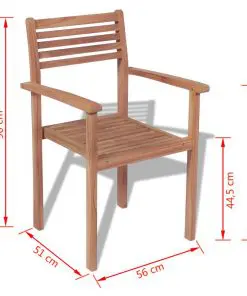 vidaXL Stackable Garden Chairs 2 pcs Solid Teak Wood