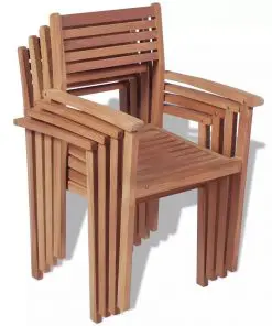 vidaXL Stackable Garden Chairs 4 pcs Solid Teak Wood