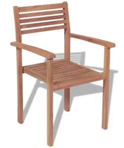 vidaXL Stackable Garden Chairs 4 pcs Solid Teak Wood