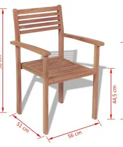 vidaXL Stackable Garden Chairs 4 pcs Solid Teak Wood