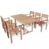 vidaXL 7 Piece Outdoor Dining Set Solid Teak Wood