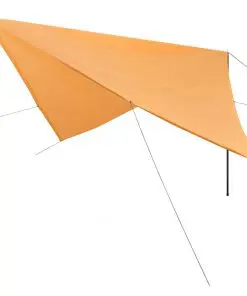 vidaXL Sunshade Tarp with Poles HDPE Square 5×5 m Beige