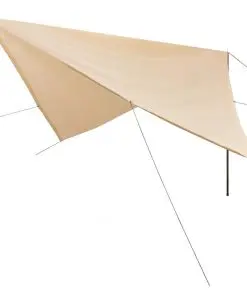 vidaXL Sunshade Tarp with Poles HDPE Square 3×3 m Cream