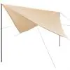 vidaXL Sunshade Tarp with Poles HDPE Square 4×4 m Cream