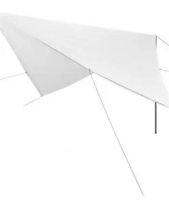 vidaXL Sunshade Tarp with Poles HDPE Square 5×5 m White