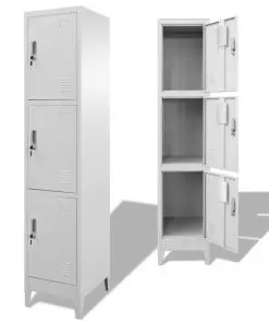 vidaXL Locker Cabinet with 3 Compartments 38x45x180 cm