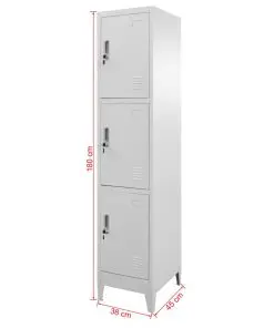 vidaXL Locker Cabinet with 3 Compartments 38x45x180 cm