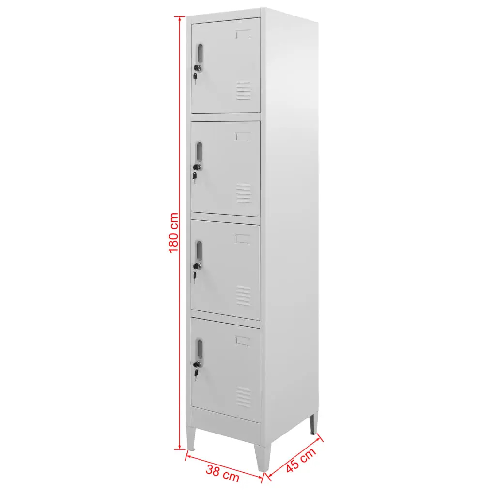 vidaXL Locker Cabinet with 4 Compartments 38x45x180 cm