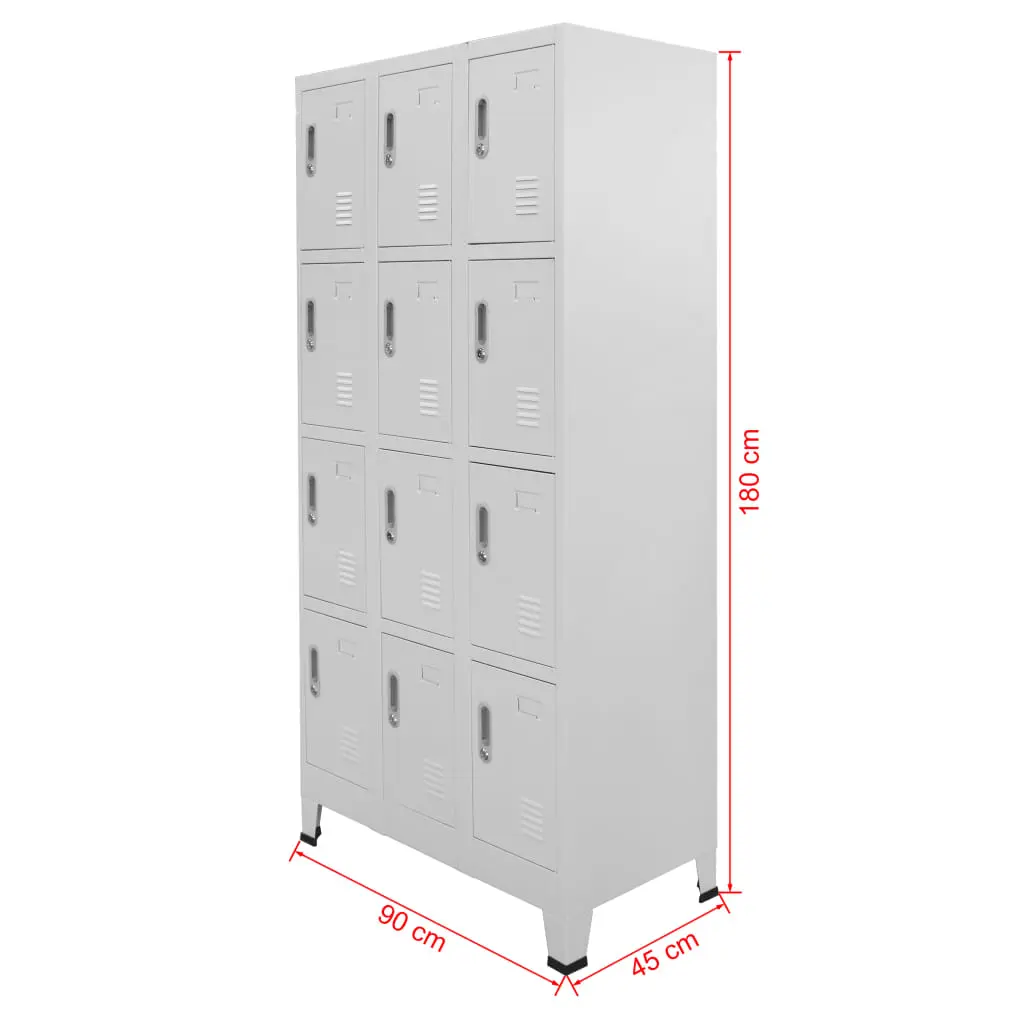 vidaXL Locker Cabinet with 12 Compartments 90x45x180 cm