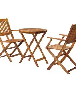 vidaXL 3 Piece Folding Bistro Set solid Acacia Wood
