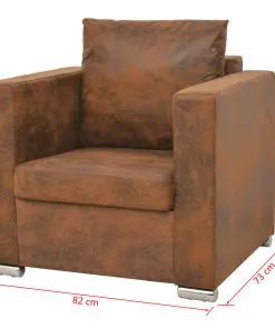 vidaXL Armchair Brown Faux Suede Leather
