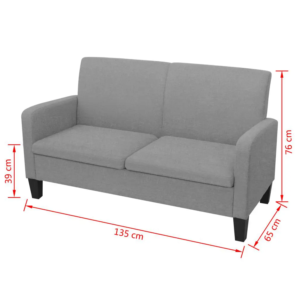 vidaXL 2-Seater Sofa 135x65x76 cm Light Grey