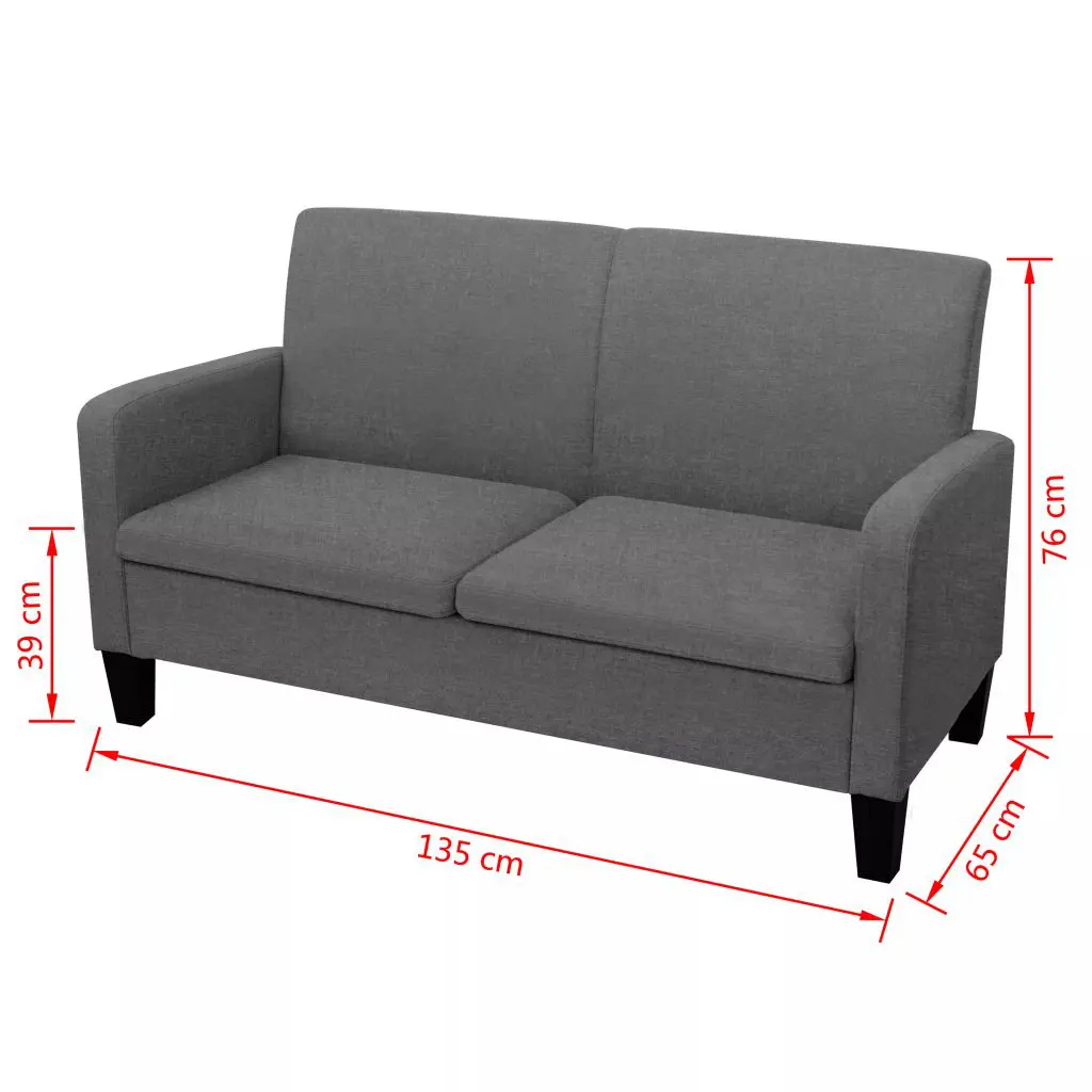 vidaXL 2-Seater Sofa 135x65x76 cm Dark Grey